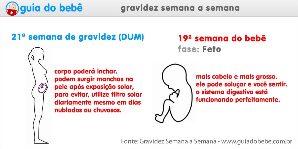 Semana 21 de gravidez (DUM) - Guia do Bebê Semana 21 de gravidez (DUM) - Guia do Bebê
