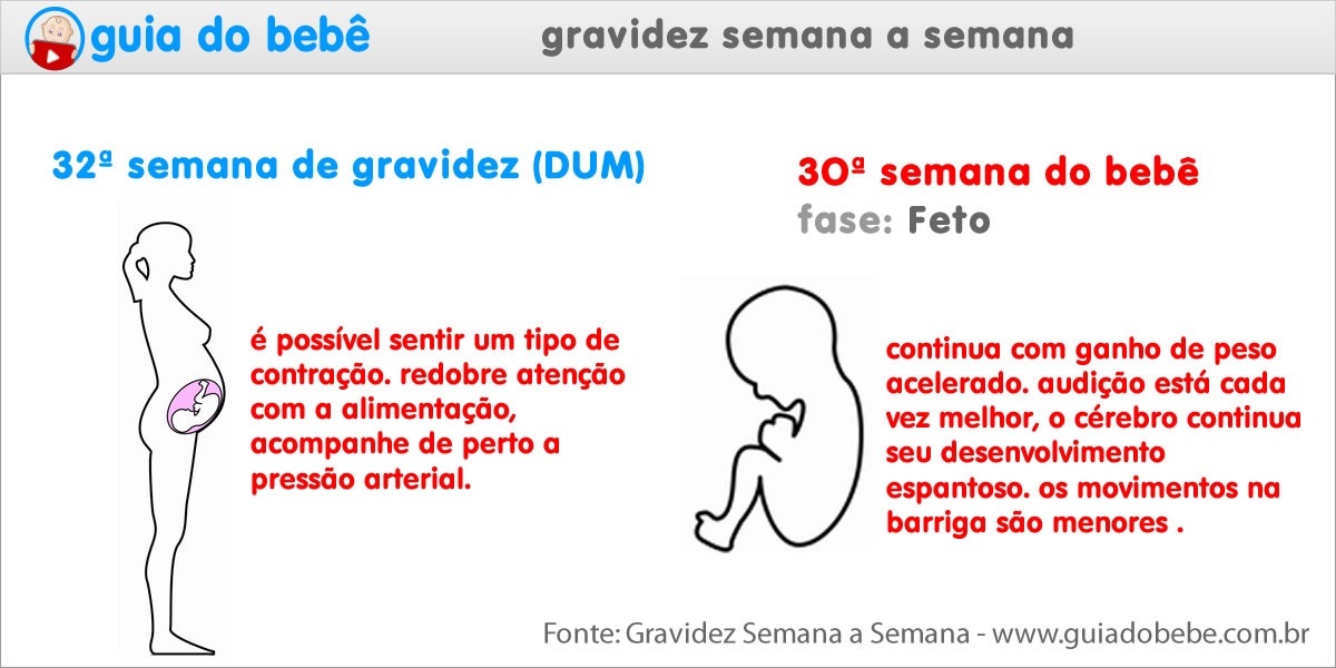 Semana 32 de gravidez (DUM) - Guia do Bebê Semana 32 de gravidez (DUM) - Guia do Bebê